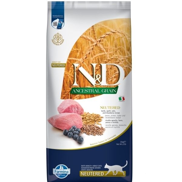 ND Ancestral Grain Kuzu & Yaban Mersini Kısır Kedi Maması 10 kg
