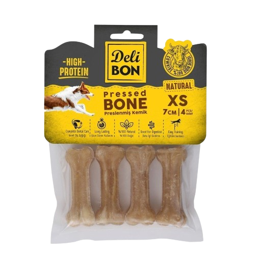 Delibon Deri Pres Kemik 7Cm Xs Boy 4Lü Paket Naturel 7Cmx4Ad.