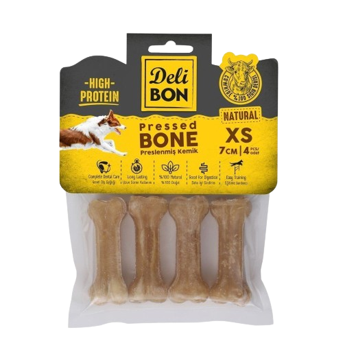 Delibon Deri Pres Kemik 7Cm Xs Boy 4Lü Paket Naturel 7Cmx4Ad.
