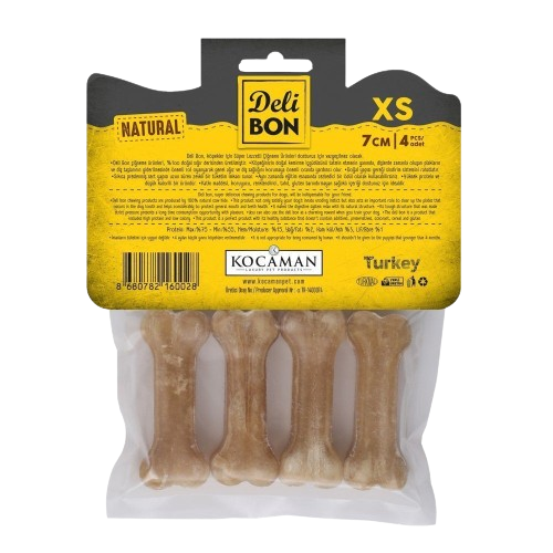 Delibon Deri Pres Kemik 7Cm Xs Boy 4Lü Paket Naturel 7Cmx4Ad.