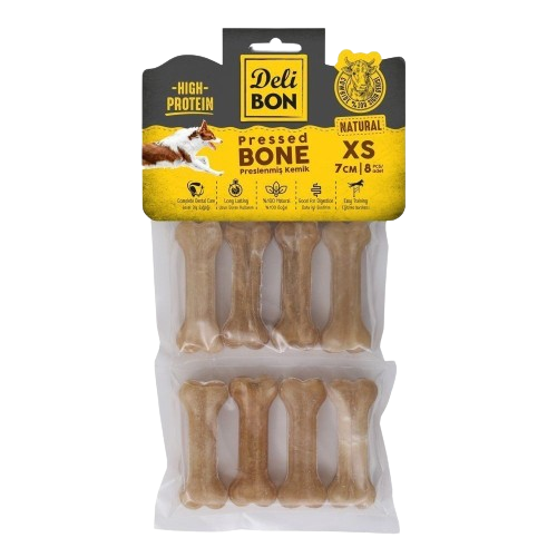 Delibon Deri Pres Kemik 7Cm Xs Boy 8Li Paket Naturel 7Cmx8Ad.