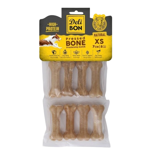Delibon Deri Pres Kemik 7Cm Xs Boy 8Li Paket Naturel 7Cmx8Ad.