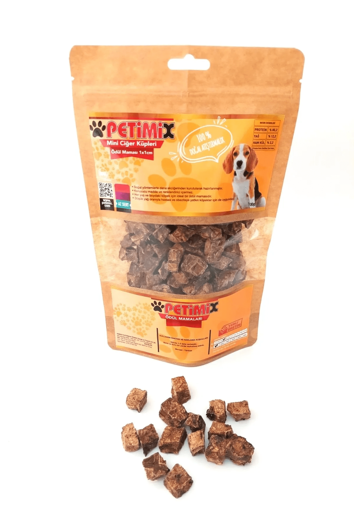Petimix Mini Ciğer Küpleri Köpek Ödül Maması 100 g