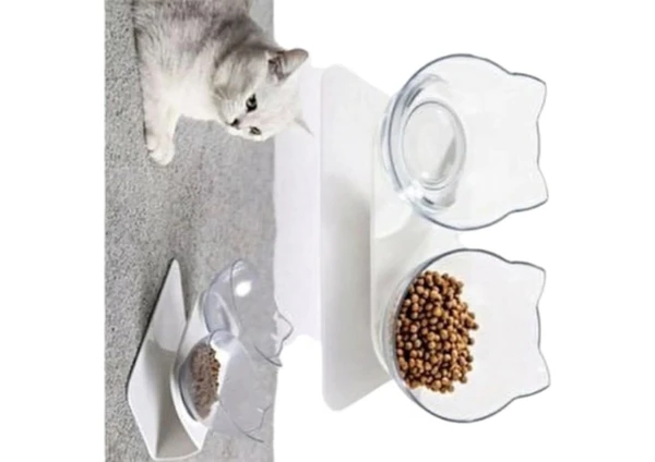 İbapet Kedi Figürlü Mama&Su Kabı İkili