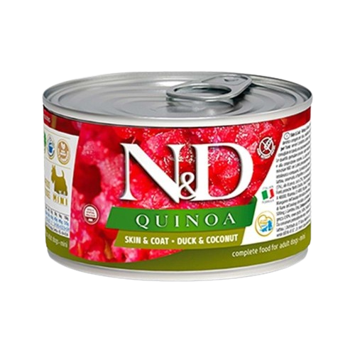 ND Quina Skin Coat Ördek & Hindistan Cevizi Yetişkin Mini Köpek Yaş Maması 140 g