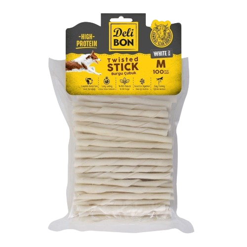 Delibon Deri Burgu Çubuk Orta Boy 100Lü Paket Beyaz Kalınx100Ad.