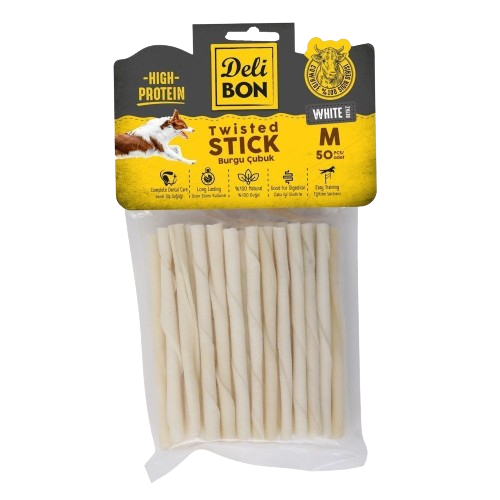 Delibon Deri Burgu Çubuk Orta Boy 50Li Paket Beyaz Kalınx50Ad.