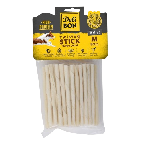 Delibon Deri Burgu Çubuk Orta Boy 50Li Paket Beyaz Kalınx50Ad.