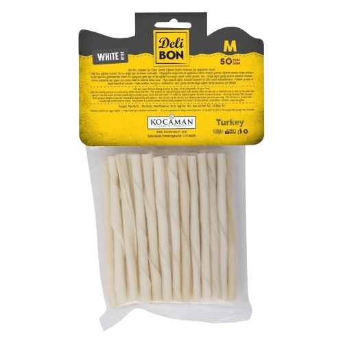 Delibon Deri Burgu Çubuk Orta Boy 50Li Paket Beyaz Kalınx50Ad.