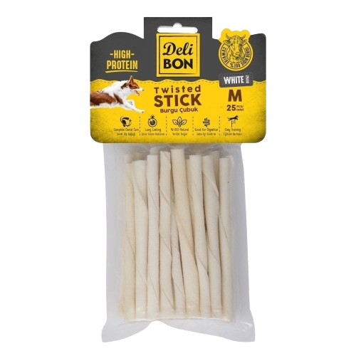 Delibon Deri Burgu Çubuk Orta Boy 25Li Paket Beyaz Kalınx25Ad.