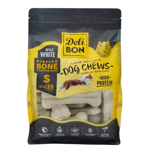 Delibon Deri Pres Kemik 12Cm S Boy 25Li Torba Beyaz 12Cmx25Ad.