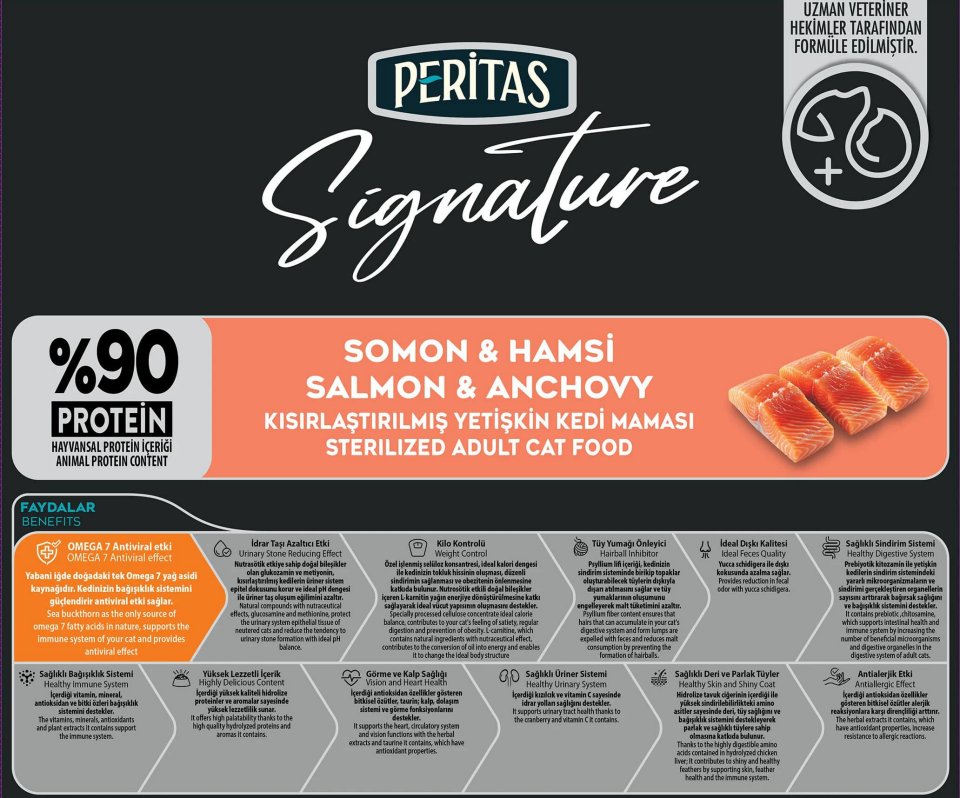 Peritas Signature Somon Hamsi Kısırlaştırılmış Kedi Maması 2 kg