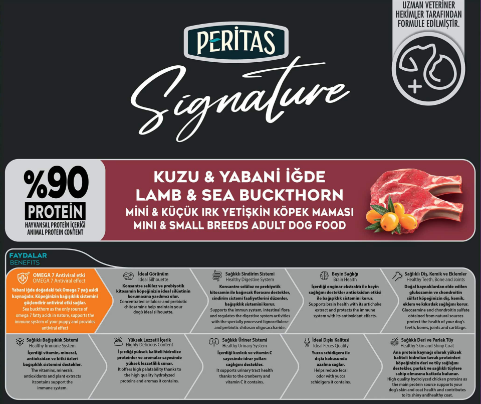 Peritas Signature Kuzu Yabani İğde Mini ve Küçük Irk Yetişkin Köpek Maması 3 kg