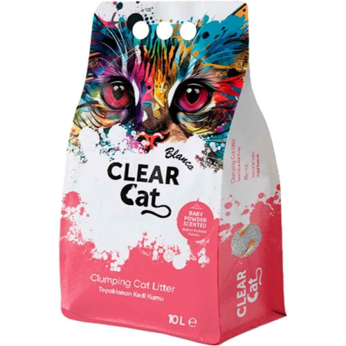 Clear Cat Bebek Pudralı Topaklanan Bentonit Kedi Kumu 10 lt STD