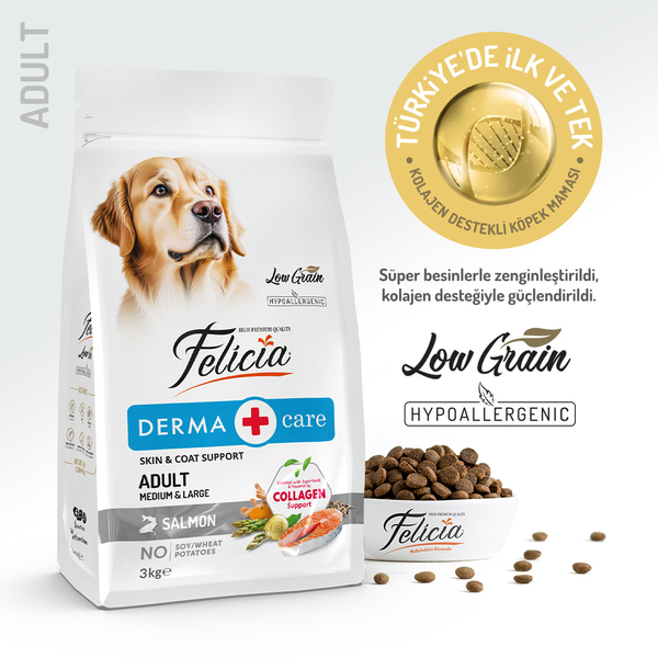 Felicia Hypoallergenic M&L Derma Somonlu Yetişkin Köpek Maması 3 kg