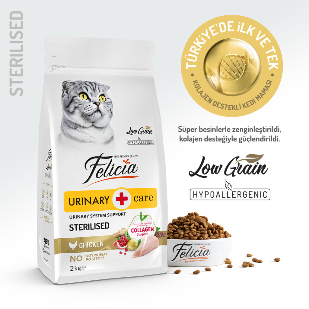 Felicia Hypoallergenic Urinary Tavuklu Kısır Kedi Maması 2 kg