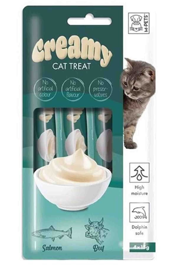 Creamy Salmon Beef Kedi Ödül Maması 4*15 g