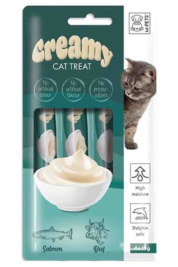 Creamy Salmon Beef Kedi Ödül Maması 4*15 g