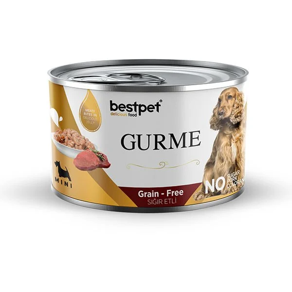 Bestpet Gurme Adult Mini Irk Biftek Parça Etli Jelly Yetişkin Köpek Konservesi 200 gr