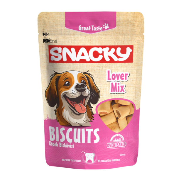 Snacky Biscuits Lover Mix Köpek Ödül Bisküvisi 200 gr