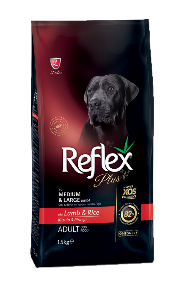 Reflex Plus Orta&Büyük Irk Kuzu ve Pirinçli Köpek Maması 15 kg