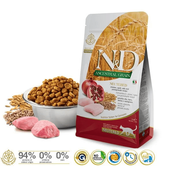 ND Ancestral Grain Tavuk Ve Narlı Kısırlaştırılmış Kedi Maması 1.5 kg