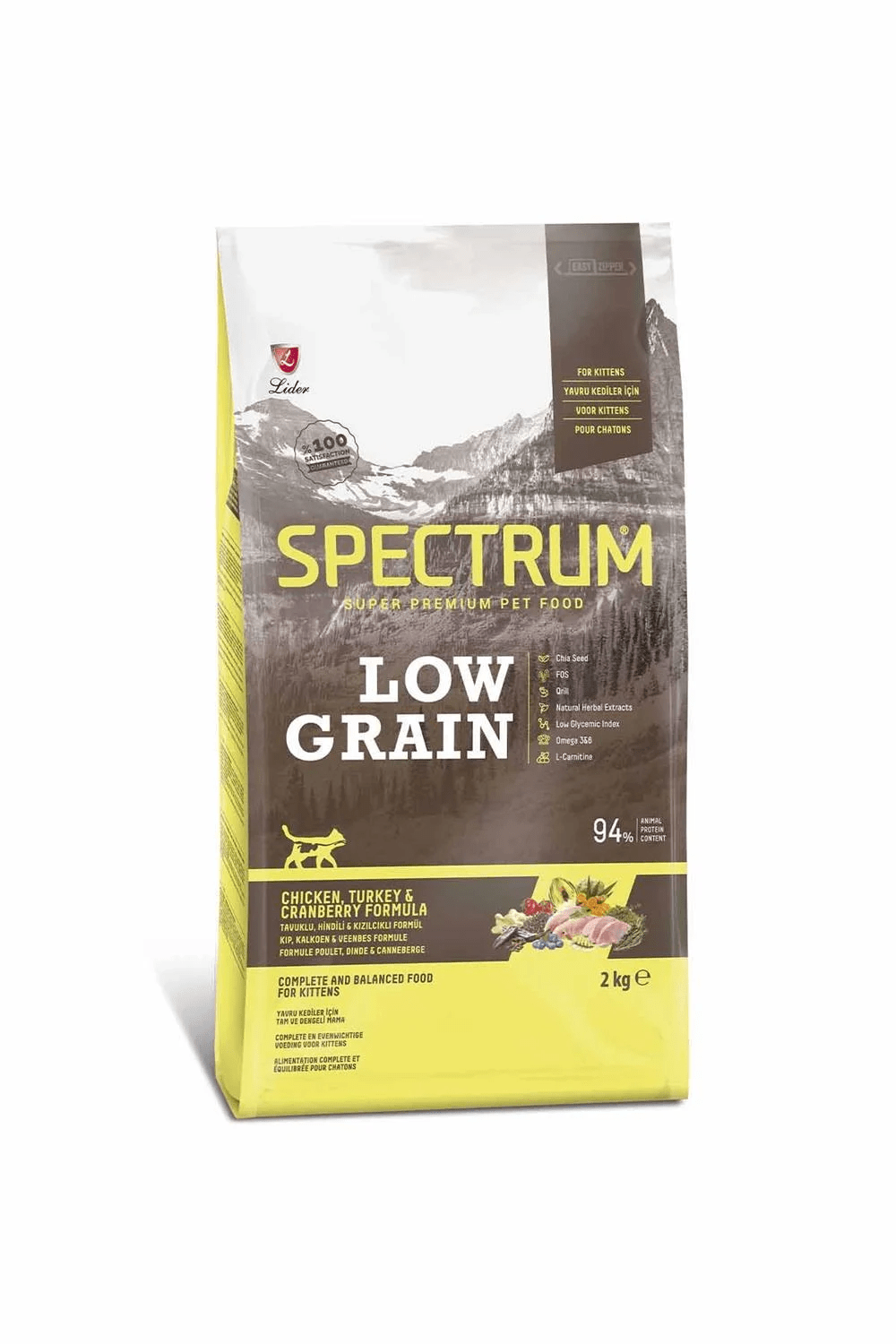 Spectrum Low Grain Tavuklu, Hindili Ve Kızılcıklı Yavru Kedi Maması 2 Kg