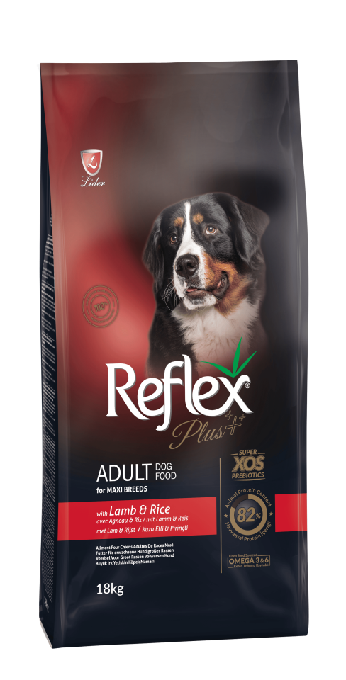 Reflex Plus Kuzu Etli ve Pirinçli İri Irk Yetişkin Köpek Maması 18 kg