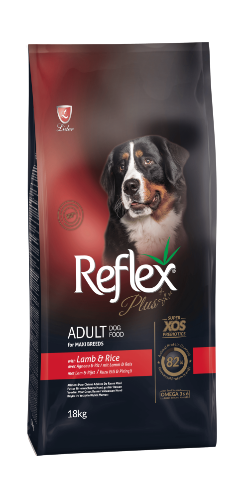 Reflex Plus Kuzu Etli ve Pirinçli İri Irk Yetişkin Köpek Maması 18 kg