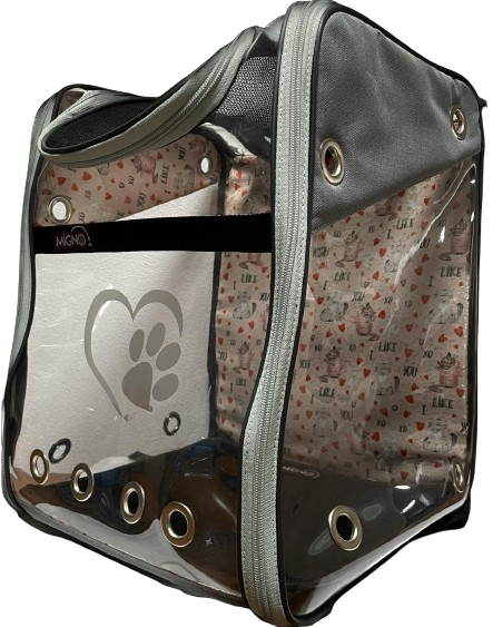 Migno Gri Şeffaf Kedi Köpek  Taşıma Çantası
