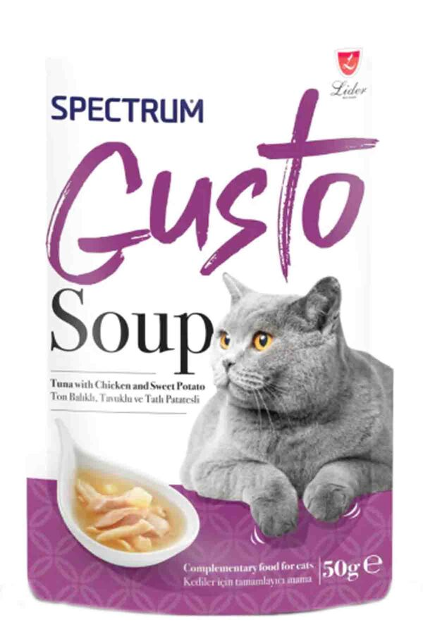 Spectrum Gusto Ton Balıklı, Tavuklu ve Tatlı Patatesli Kedi Çorbası 50 g