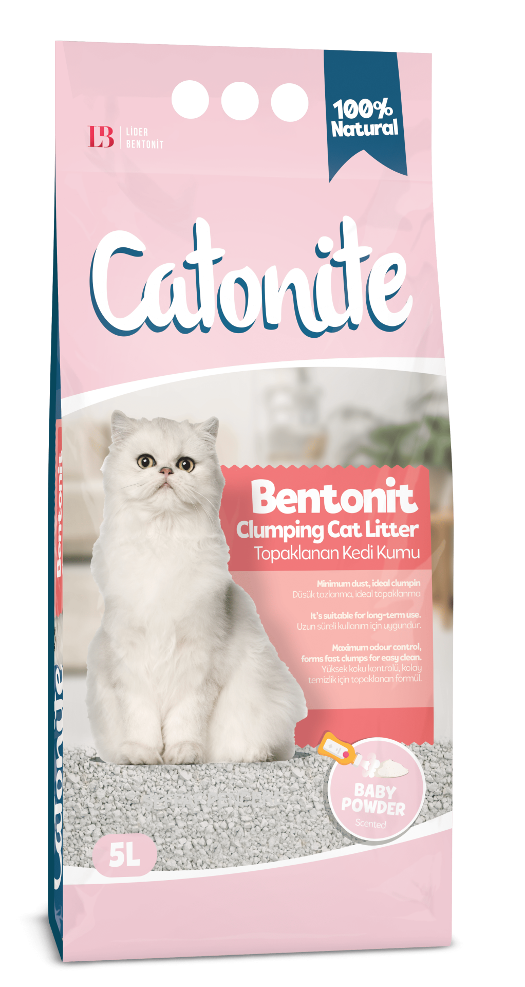 Catonite Bentonit Bebek Pudralı Kedi Kumu 5 L