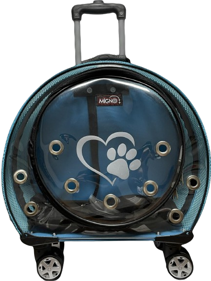 Migno Turkuaz Fileli Tekerlekli Çekçekli Kedi Köpek Taşıma Çantası
