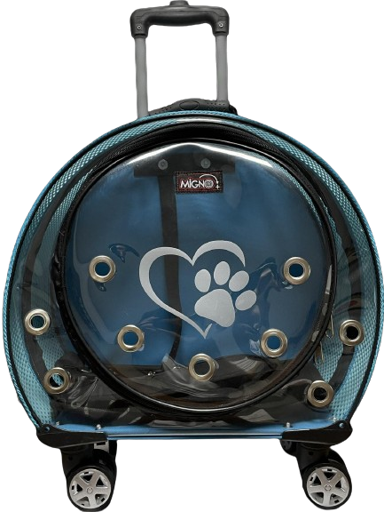 Migno Turkuaz Fileli Tekerlekli Çekçekli Kedi Köpek Taşıma Çantası
