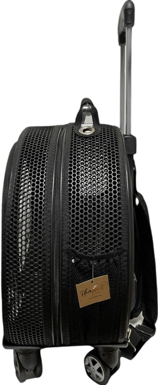 Migno Siyah Fileli Tekerlekli Çekçekli Kedi Köpek Taşıma Çantası