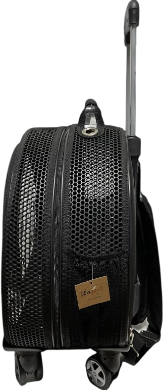 Migno Siyah Fileli Tekerlekli Çekçekli Kedi Köpek Taşıma Çantası