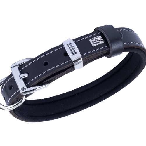 Doggie Konfor Deri Kemik Desenli Boyun Tasması Siyah 2X30-35Cm