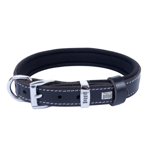 Doggie Konfor Deri Kemik Desenli Boyun Tasması Siyah 2X30-35Cm