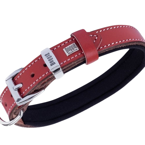 Doggie Konfor Deri Kemik Desenli Boyun Tasması Kırmızı 2X30-35Cm