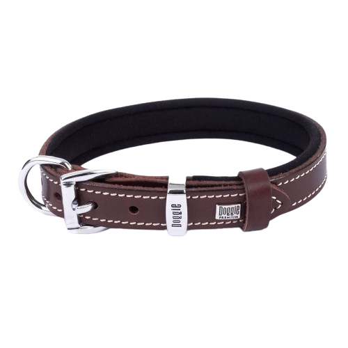 Doggie Konfor Deri Kemik Desenli Boyun Tasması Kahve 2X35-40Cm