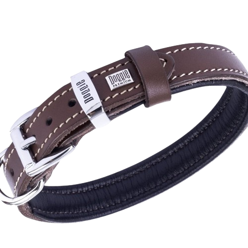 Doggie Konfor Deri Kemik Desenli Boyun Tasması Kahve 2X35-40Cm