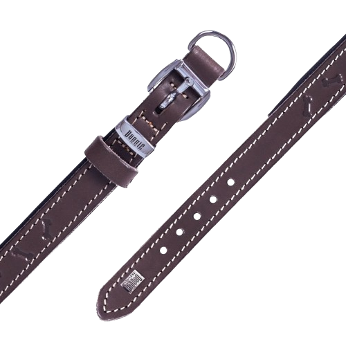 Doggie Konfor Deri Kemik Desenli Boyun Tasması Kahve 2X35-40Cm