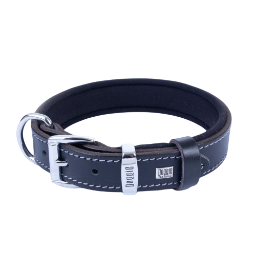 Doggie Konfor Deri Kemik Desenli Boyun Tasması Siyah 2,5X37-45Cm