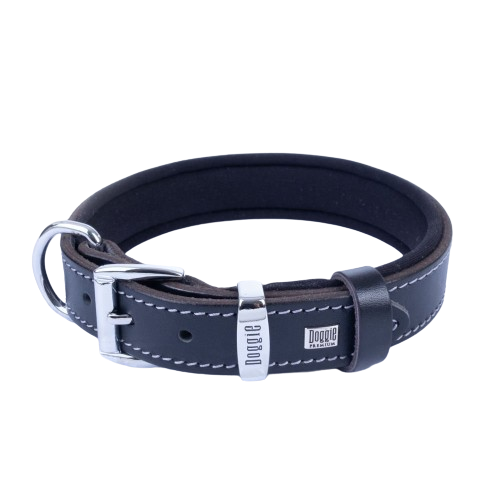 Doggie Konfor Deri Kemik Desenli Boyun Tasması Siyah 2,5X37-45Cm