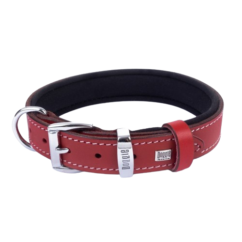 Doggie Konfor Deri Kemik Desenli Boyun Tasması Kırmızı 2,5X37-45Cm