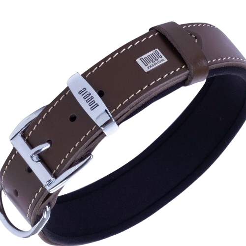 Doggie Konfor Deri Kemik Desenli Boyun Tasması Kahve 3X42-50Cm