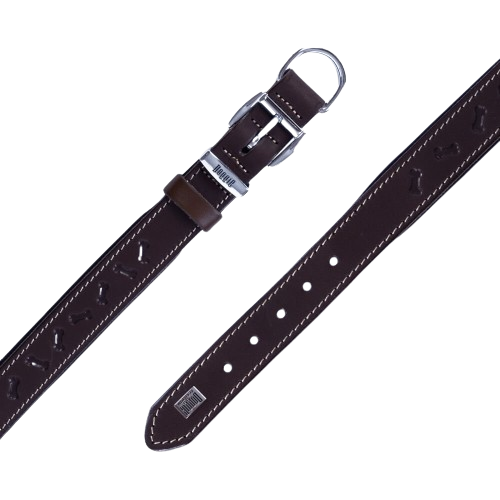 Doggie Konfor Deri Kemik Desenli Boyun Tasması Kahve 3X42-50Cm