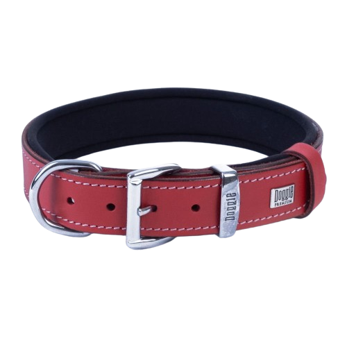 Doggie Konfor Deri Kemik Desenli Boyun Tasması Kırmızı 3X42-50Cm