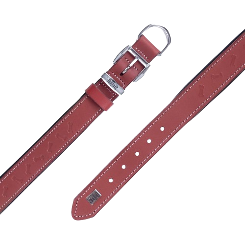 Doggie Konfor Deri Kemik Desenli Boyun Tasması Kırmızı 3X42-50Cm