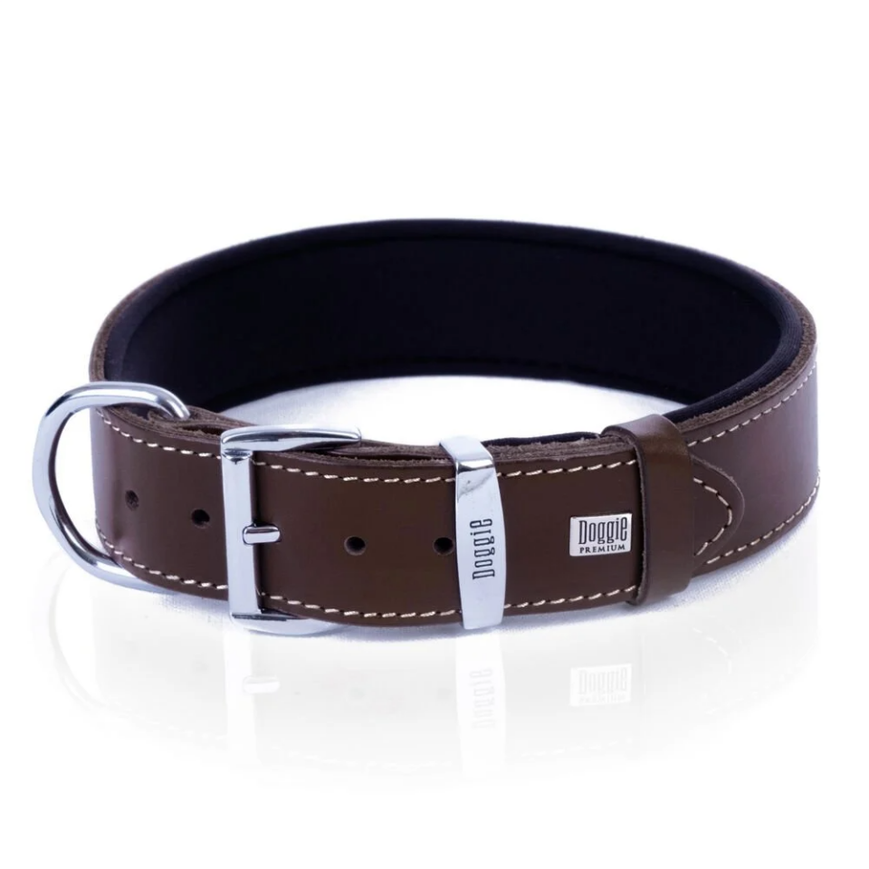 Doggie Konfor Deri Kemik Desenli Boyun Tasması Kahve 3,5X47-55Cm